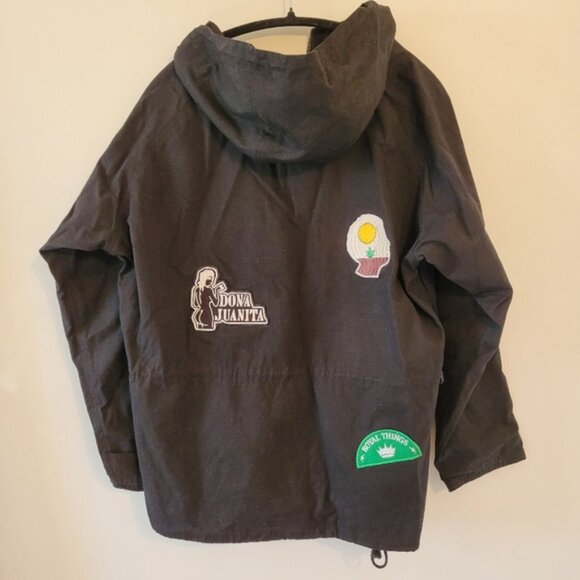 Black Hooded Jacket with Patches - Picture 9 of 9